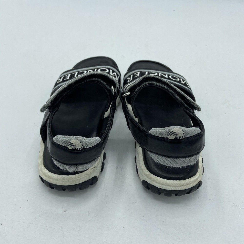 Moncler Enfant Logo Strap Flat Kids Sandals Black Sz EU 27 US 11 - Picture 3 of 5